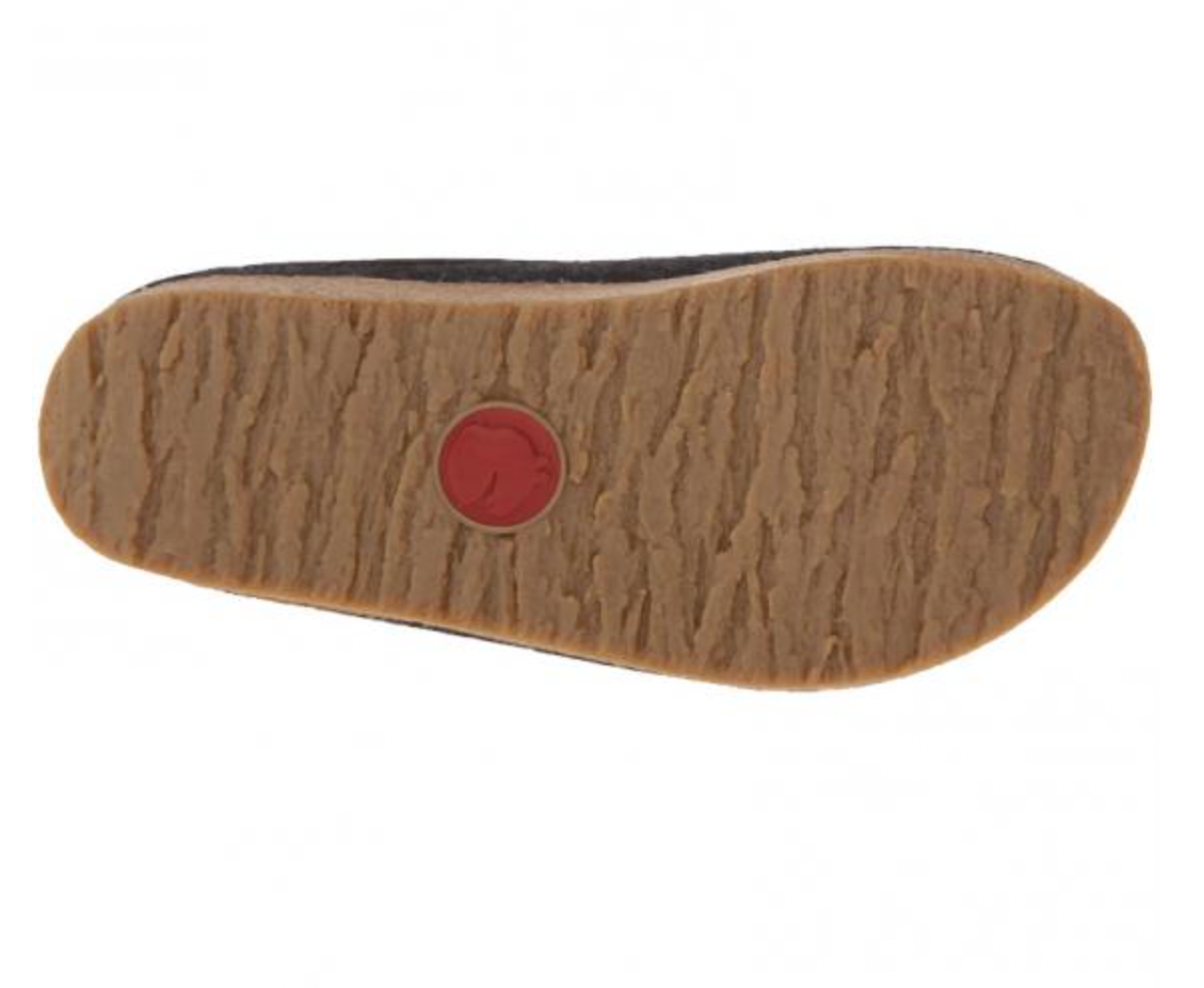 HAFLINGER GZL44 Grizzly Wool Clog Leather Trim Charcoal