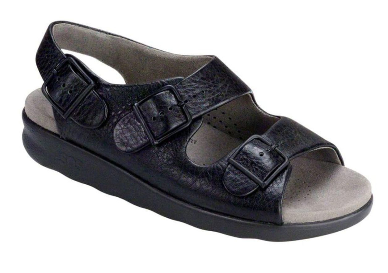 SAS Black Relaxed Heel Strap Sandal M