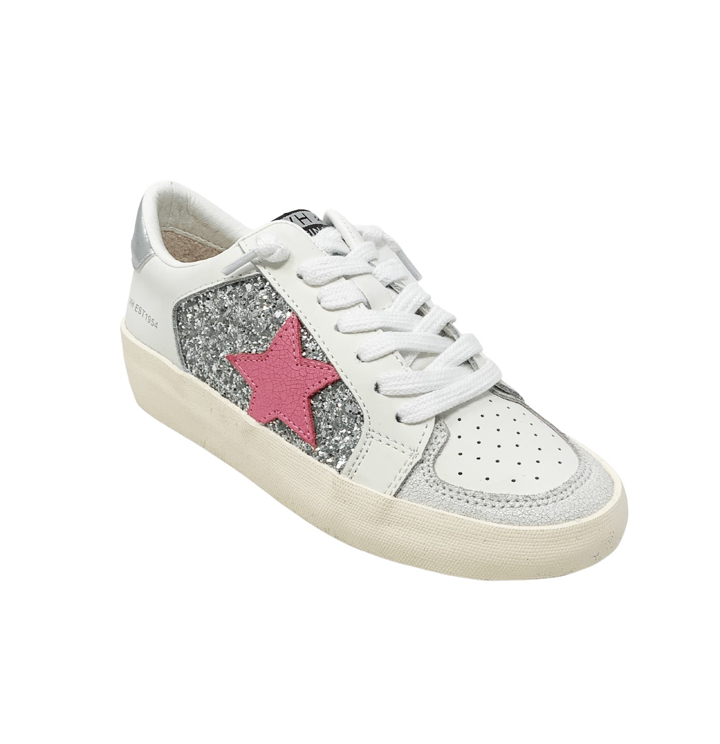 VINTAGE HAVANA - QUINN Lace Up Sneakers Casual Shoes - WHITE/ SILVER