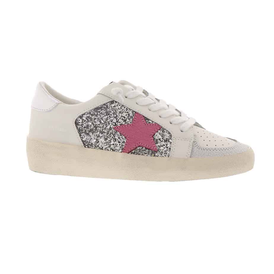 VINTAGE HAVANA - QUINN Lace Up Sneakers Casual Shoes - WHITE/ SILVER