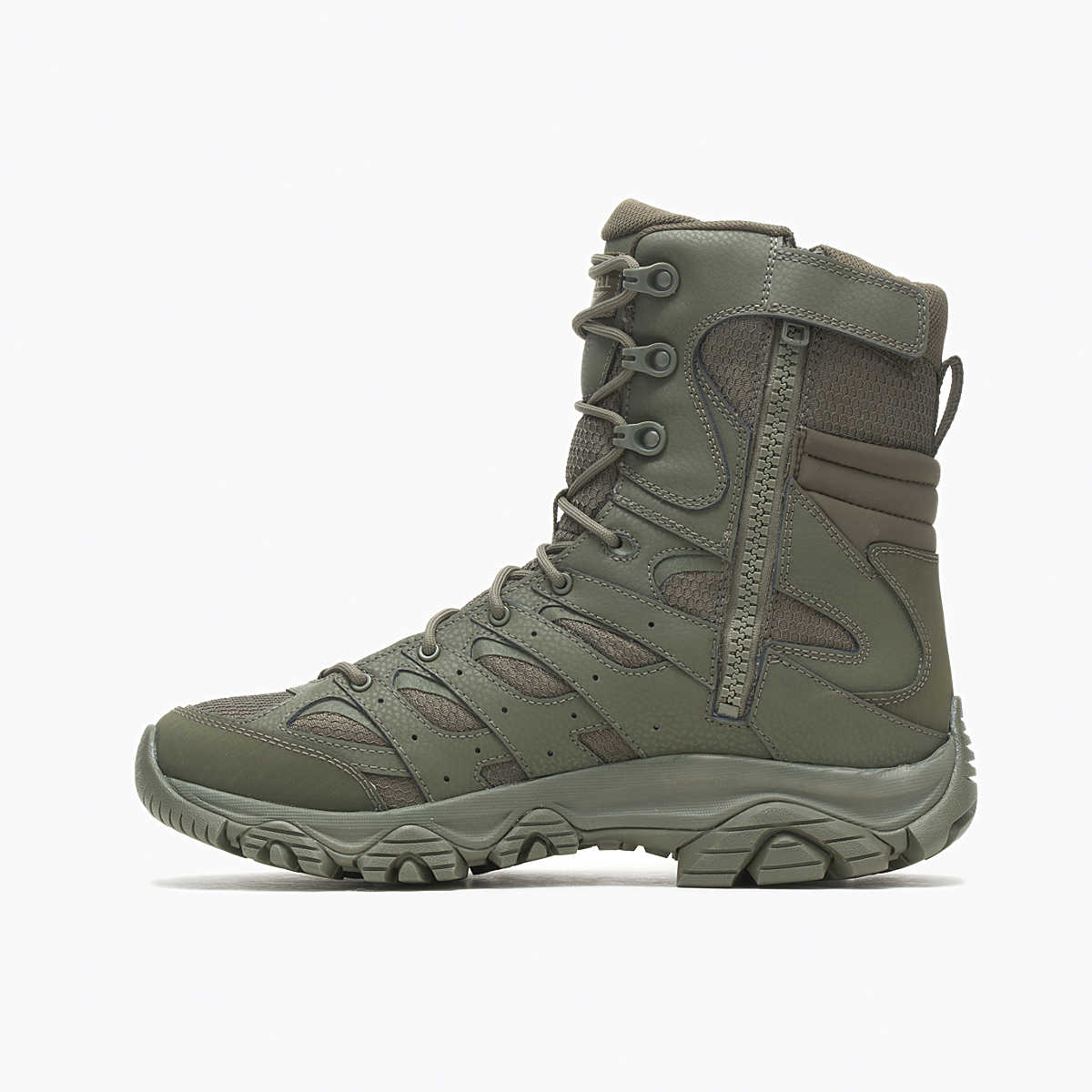 Merrell Men's Moab 3 8" Tactical Zip WP Wide Width  Dark Olive