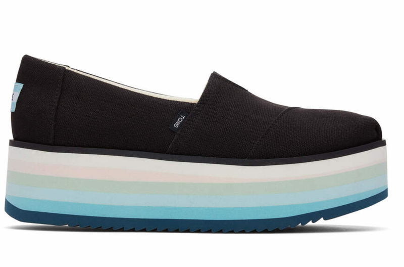 TOMS Alpargata Platform Black Canvas Women Espadrille