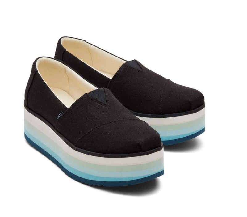 TOMS Alpargata Platform Black Canvas Women Espadrille