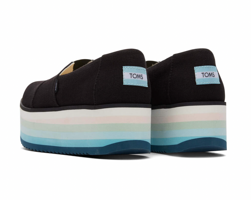 TOMS Alpargata Platform Black Canvas Women Espadrille