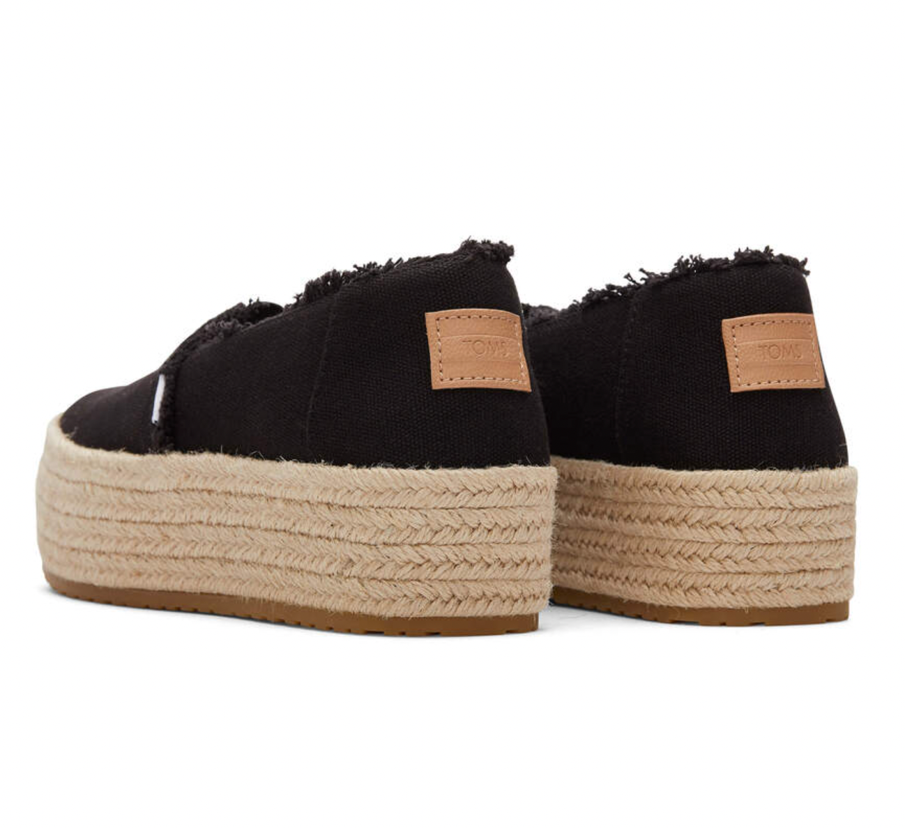 TOMS Valencia Platform Black Canvas Women Slip-On