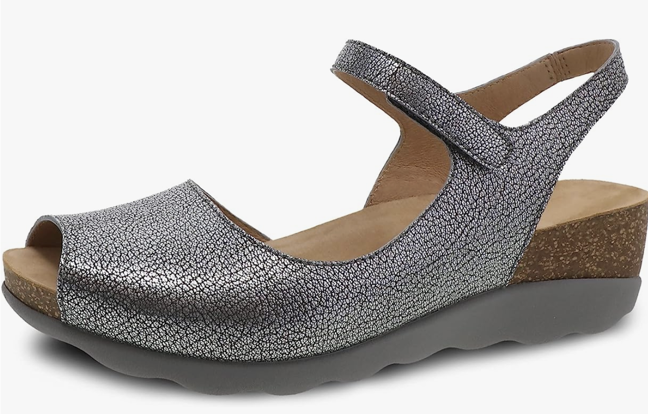 DANSKO Marcy Women's Cork Wedge Sandals Power Metallic