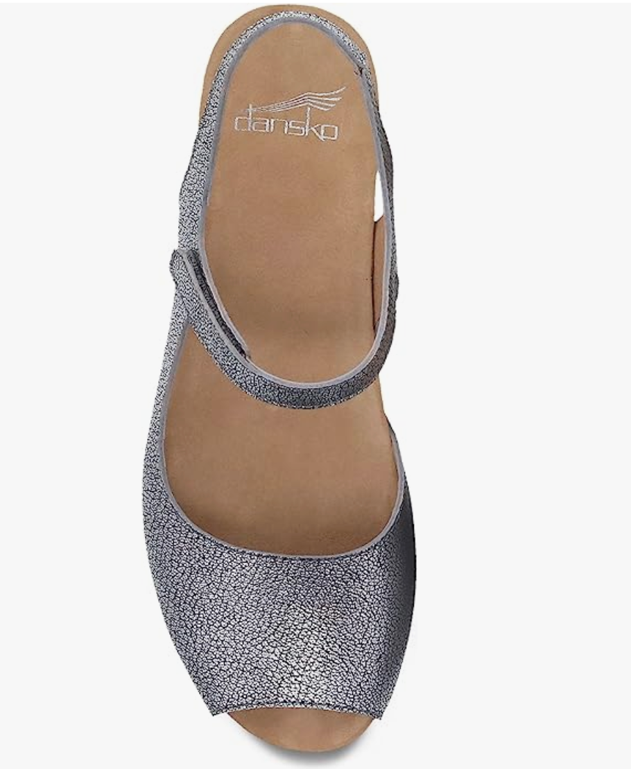 DANSKO Marcy Women's Cork Wedge Sandals Power Metallic