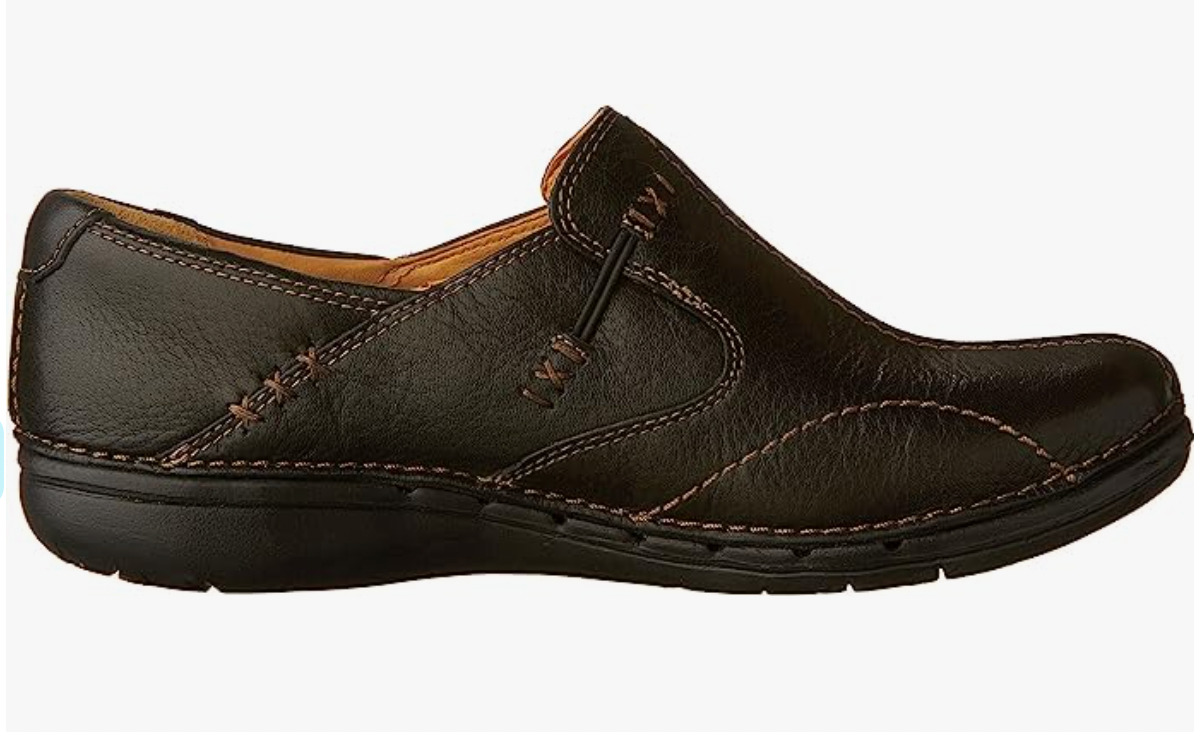 Clarks Unstructured Black Leather Casual Flats