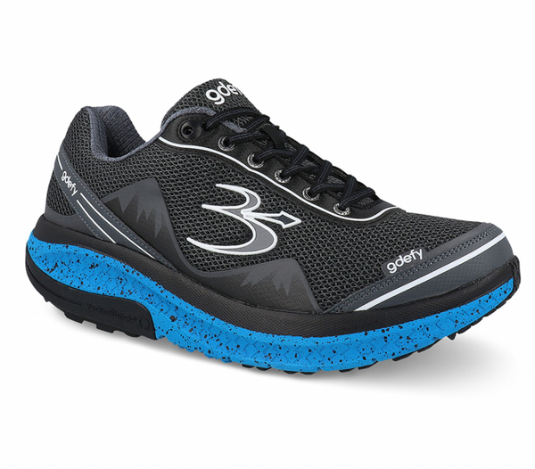 GRAVITY DEFYER Men's GDEFY Mighty Walk Athletic Shoes Black & Blue WIDE