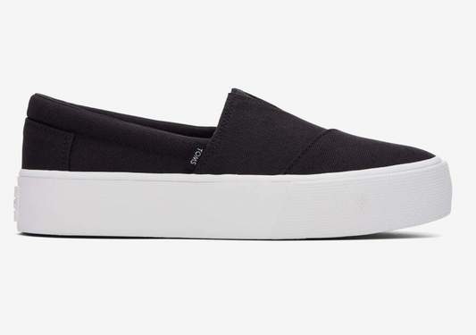 TOMS Fenix Platform Black Canvas Slip On Sneaker