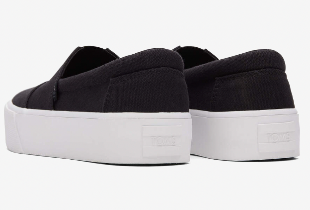 TOMS Fenix Platform Black Canvas Slip On Sneaker