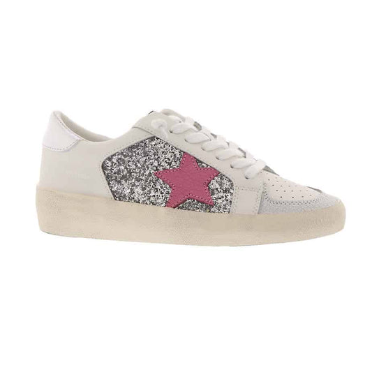 VINTAGE HAVANA - QUINN Lace Up Sneakers Casual Shoes - WHITE/ SILVER